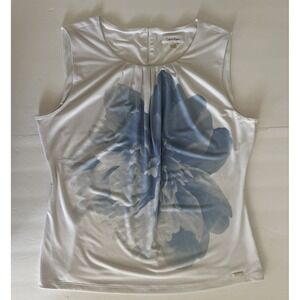 CALVIN KLEIN SLEEVELESS DRESSY TANK TOP BLUE WHITE Size XL layered Flowered